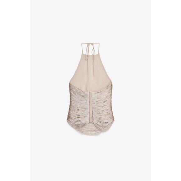 ZARA FRINGED HALTER TOP - Picture 6 of 7